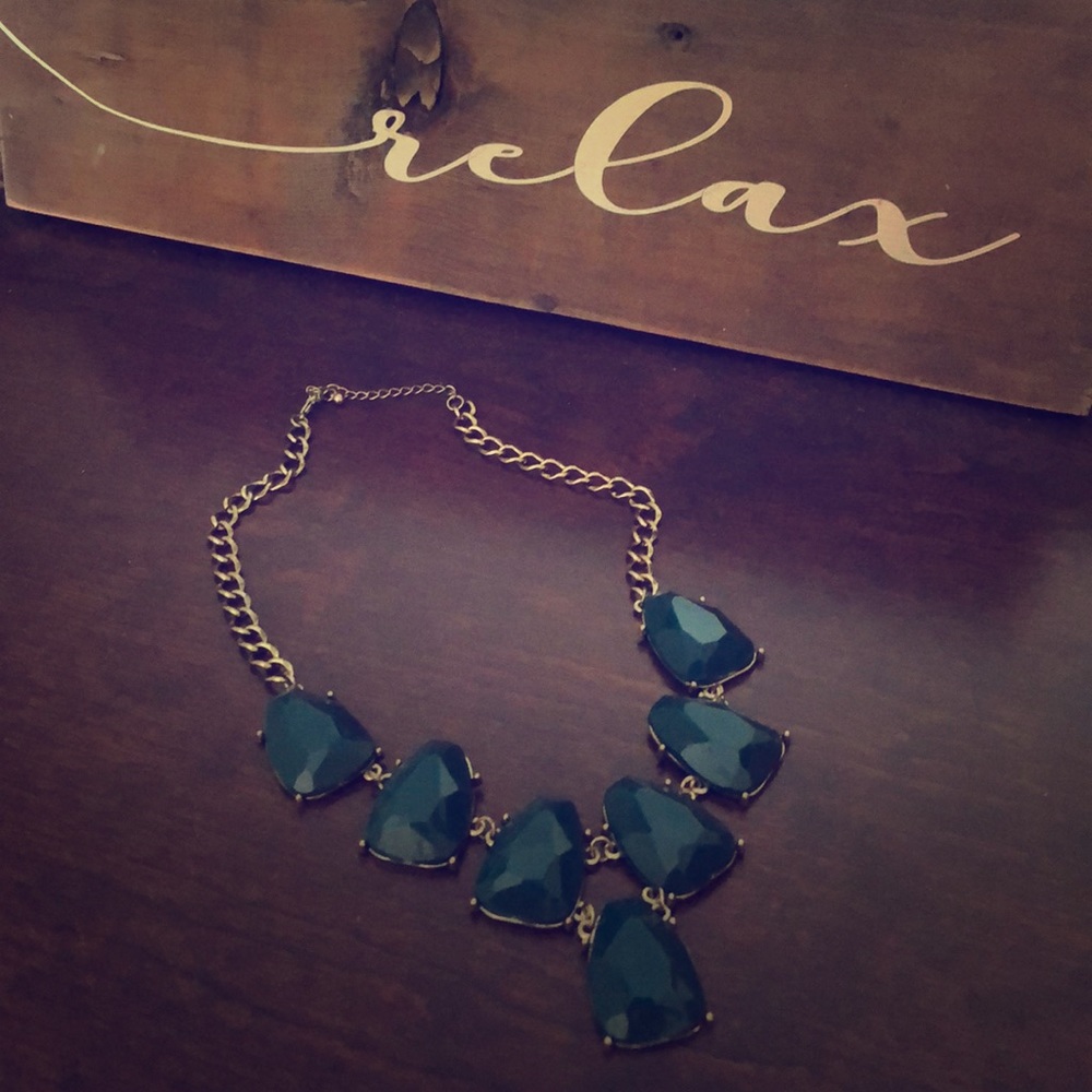 Green and gold statement necklace